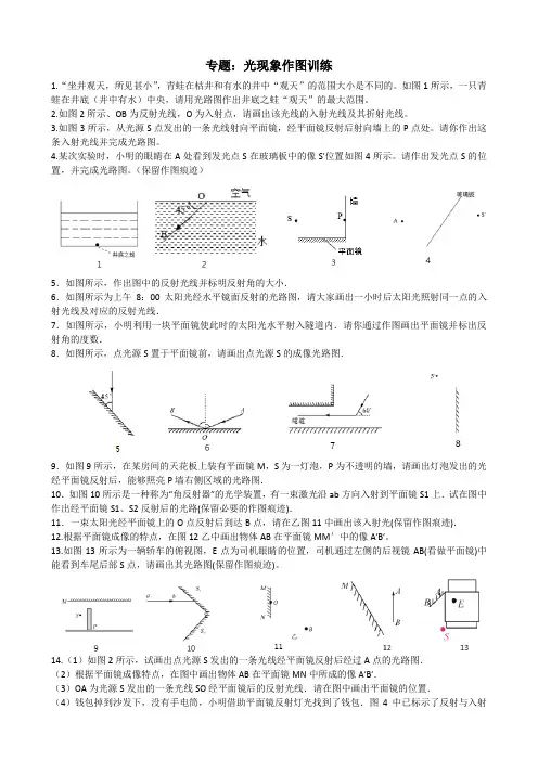 人教版八年级上学期第四章光现象作图专项练习(无答案)