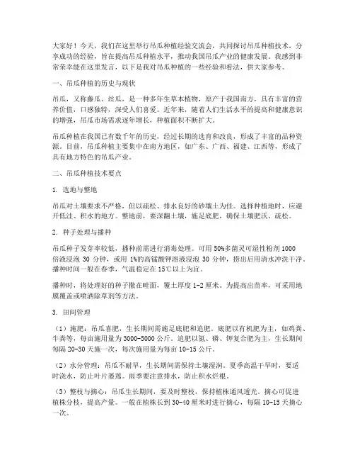 吊瓜种植经验交流会发言稿