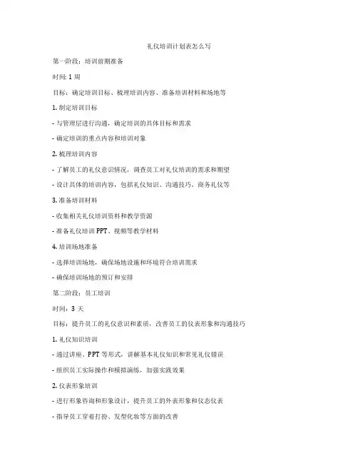 礼仪培训计划表怎么写