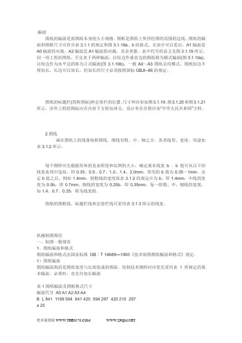 机械制图图框标准