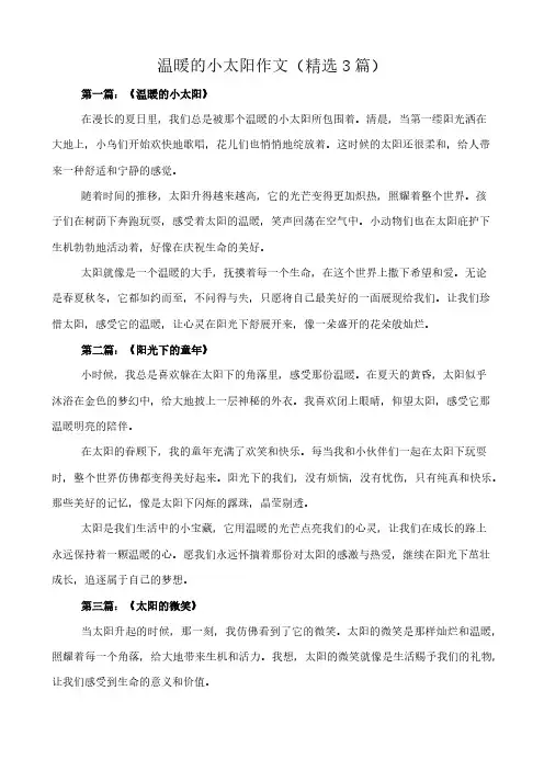 温暖的小太阳 作文(精选3篇)