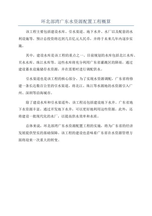 环北部湾广东水资源配置工程概算