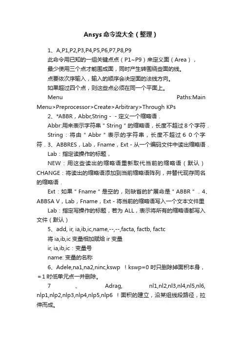 Ansys命令流大全（整理）