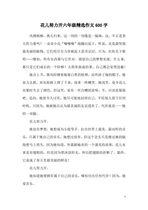 花儿努力开六年级精选作文600字