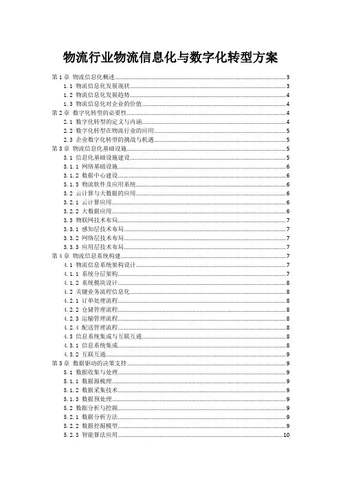 物流行业物流信息化与数字化转型方案