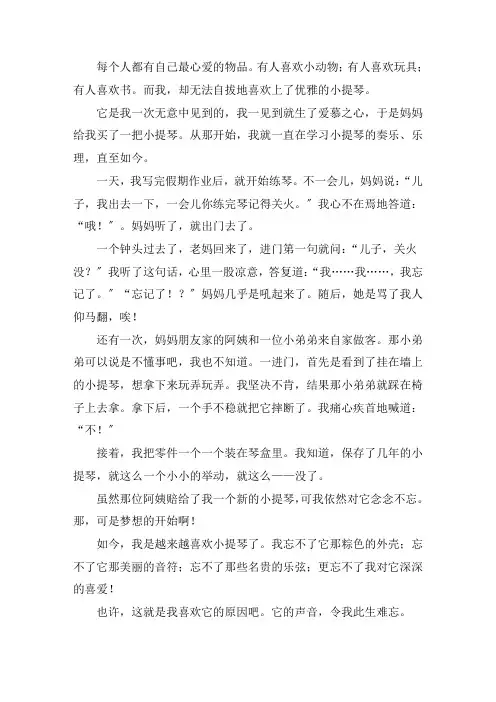 我的心爱之物小提琴作文精选