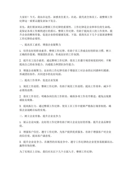 整顿工作纪律的发言稿