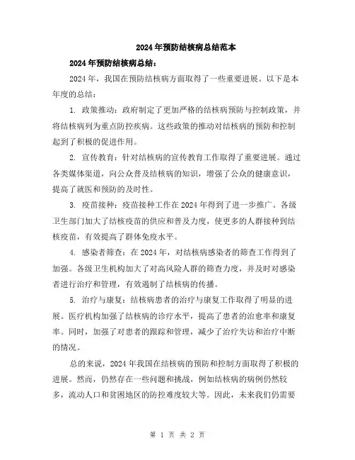 2024年预防结核病总结范本