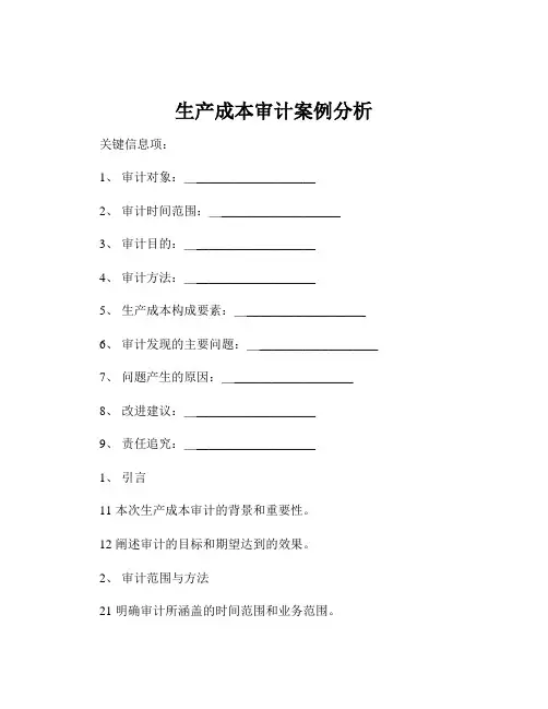 生产成本审计案例分析