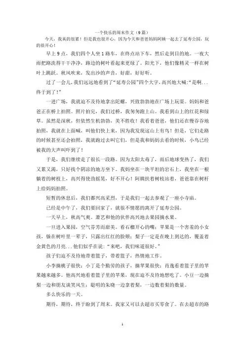 一个快乐的周末作文(9篇)
