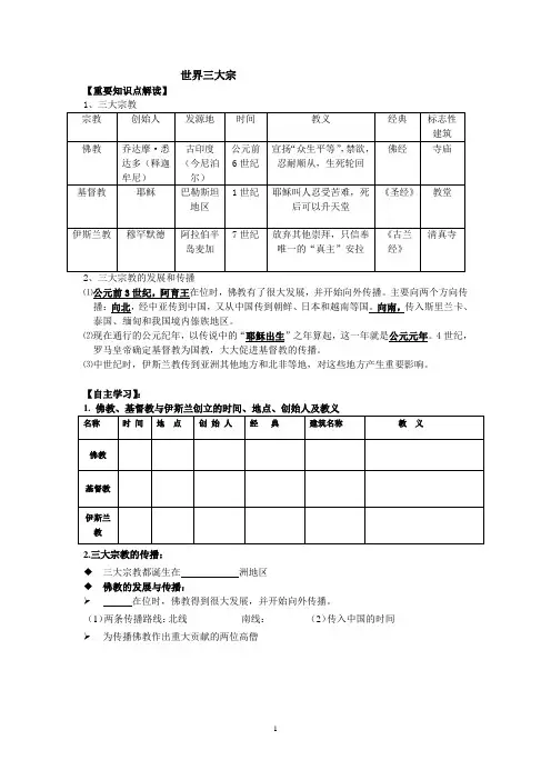 三大宗教