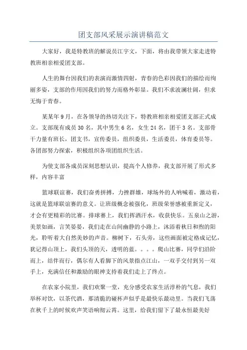 团支部风采展示演讲稿范文