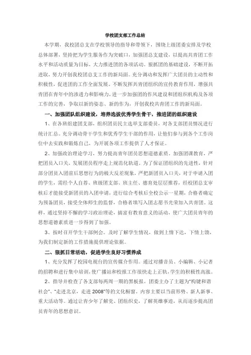 学校团支部工作总结