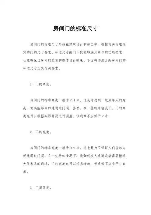 房间门的标准尺寸