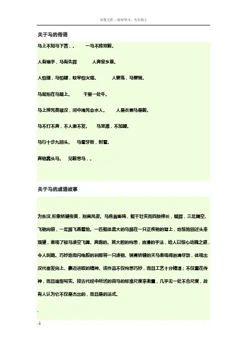 基于马的俗语
