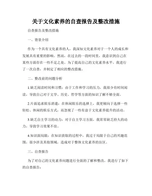 关于文化素养的自查报告及整改措施