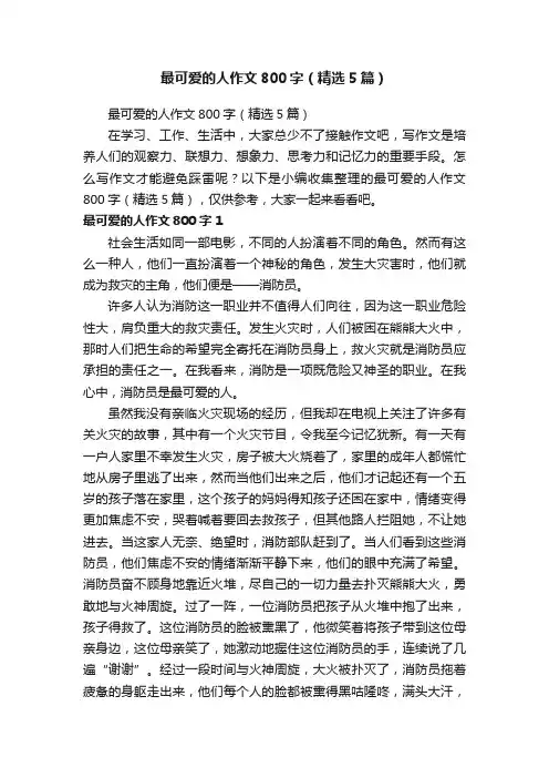 最可爱的人作文800字（精选5篇）