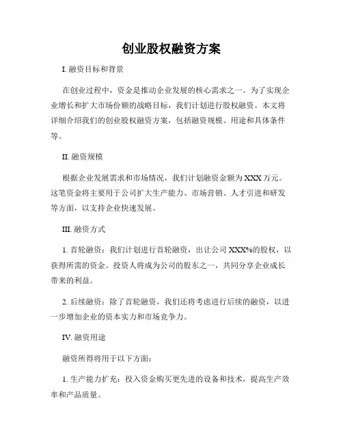 创业股权融资方案