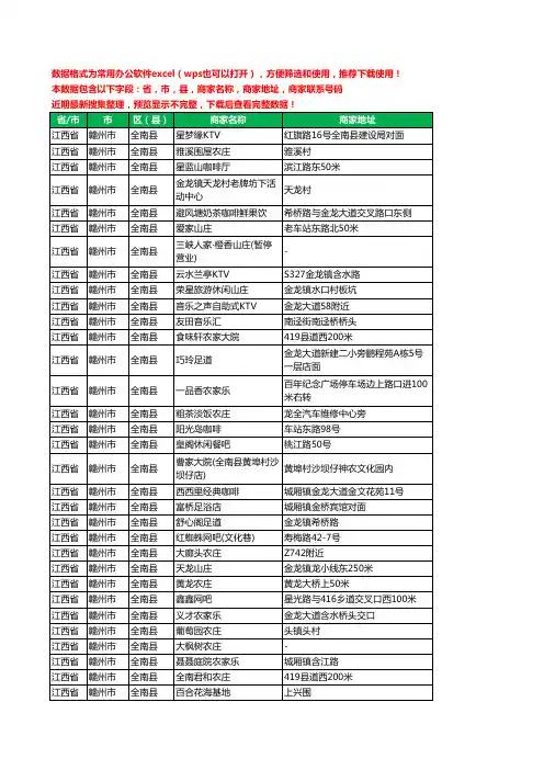 2020新版江西省赣州市全南县休闲娱乐工商企业公司商家名录名单黄页联系电话号码地址大全59家