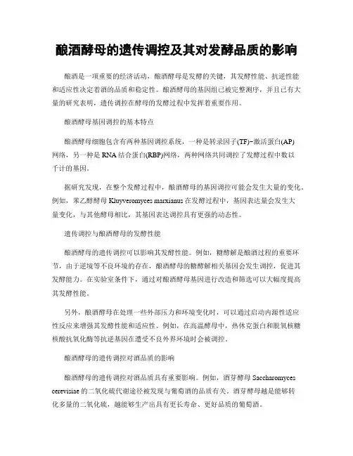 酿酒酵母的遗传调控及其对发酵品质的影响