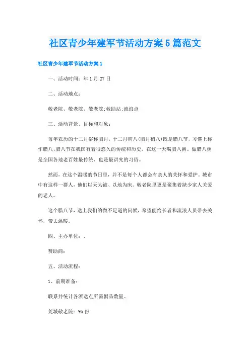 社区青少年建军节活动方案5篇范文
