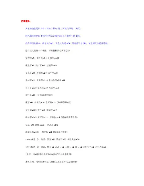 炼金1-450升级详细攻略
