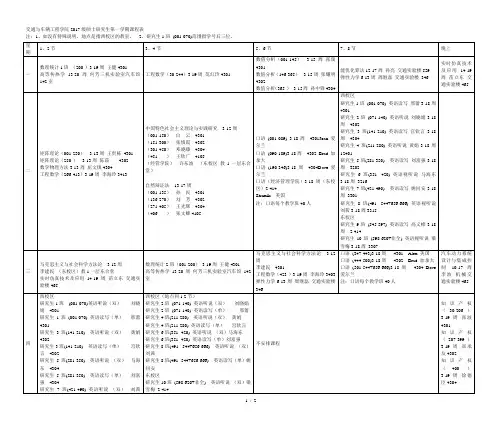 交通与车辆工程学院级硕士研究生第一学期课程表