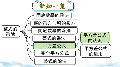 7年级下册初中数学北师大1.5 第1课时 平方差公式的认识