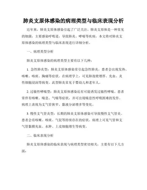 肺炎支原体感染的病理类型与临床表现分析