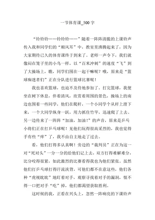 一节体育课_500字【优秀作文】