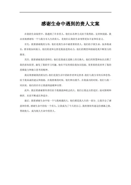 感谢生命中遇到的贵人文案