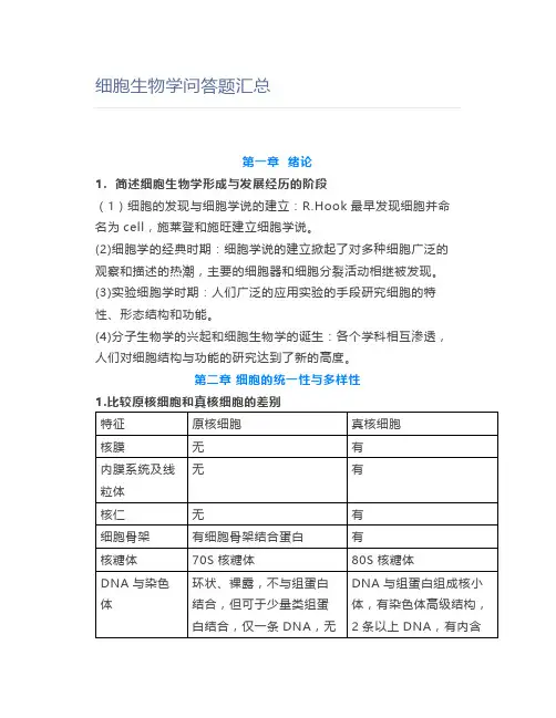 【医学】细胞生物学问答题汇总