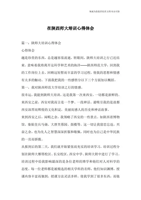 在陕西师大培训心得体会
