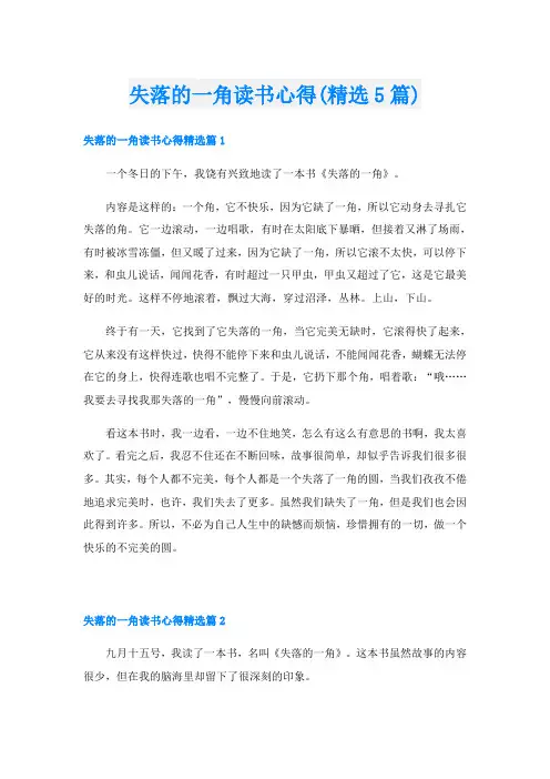 失落的一角读书心得(精选5篇)