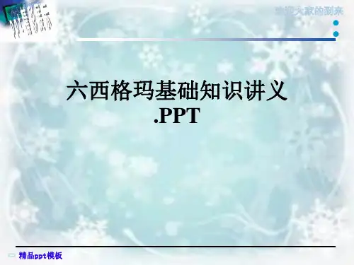 六西格玛基础知识讲义.PPT