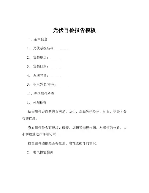 光伏自检报告模板