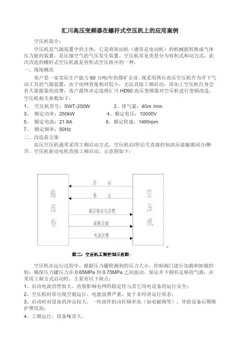 汇川高压变频器在螺杆式空压机上的应用案例