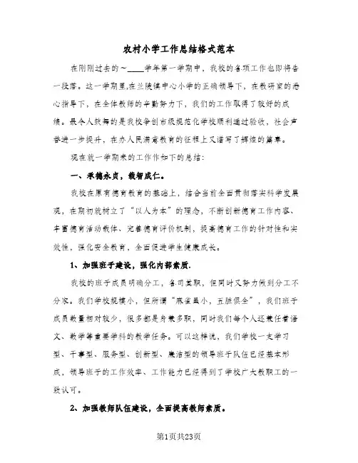 2024年农村小学工作总结格式范本（5篇）