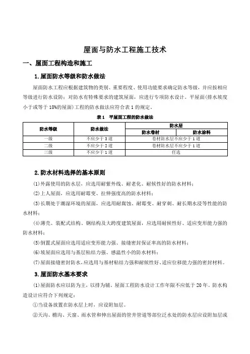 屋面与防水工程施工技术