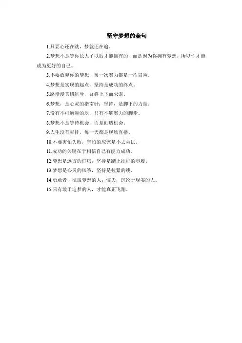 坚守梦想的金句