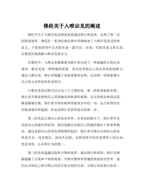 佛经关于入唯识见的阐述