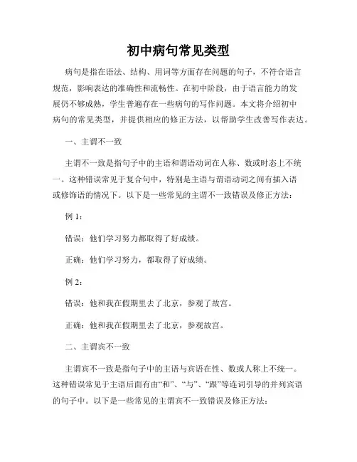 初中病句常见类型