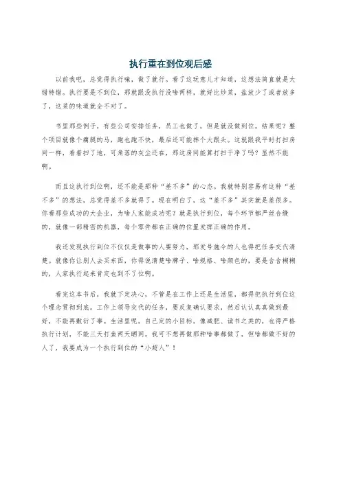 执行重在到位观后感
