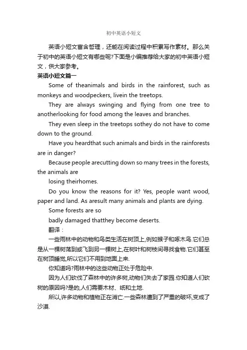 初中英语小短文_初中英语作文_