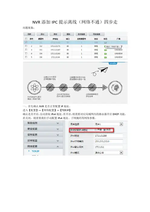 NVR添加IPC提示离线(网络不通)四步走