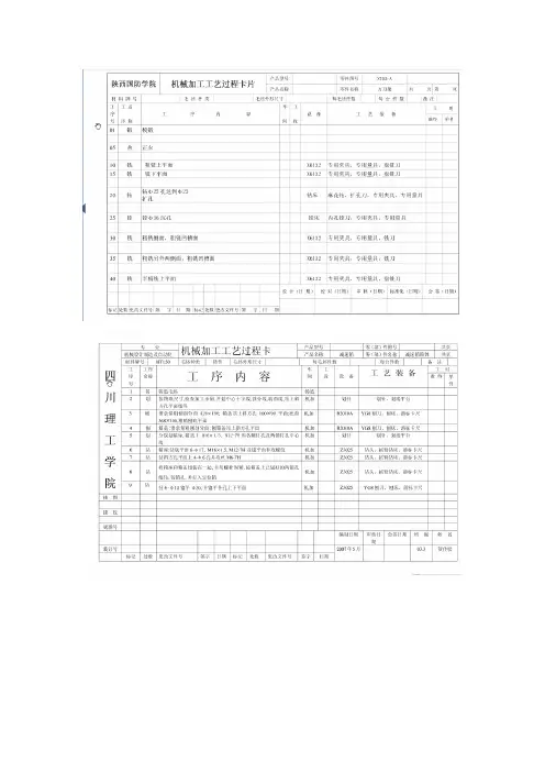 轴加工工艺卡