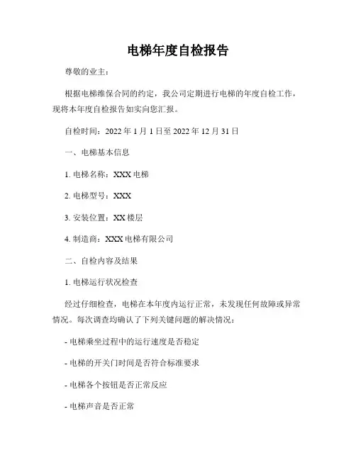 电梯年度自检报告