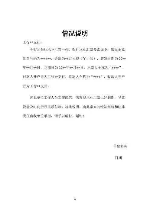 承兑汇票情况说明