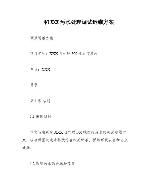 和XXX污水处理调试运维方案