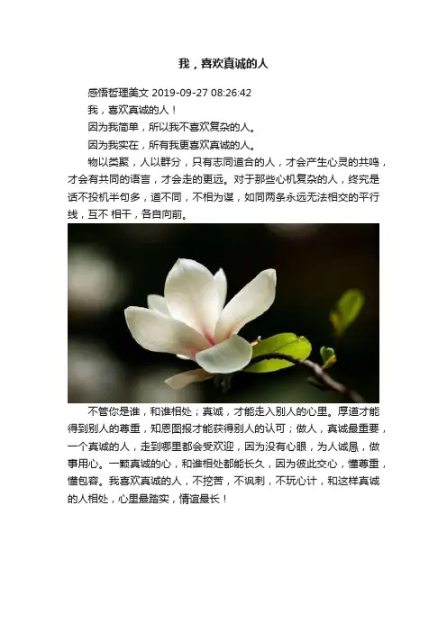 我，喜欢真诚的人
